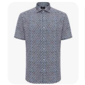NWT Visconti Skulls Print Stretch Short Sleeve Woven Shirt $125